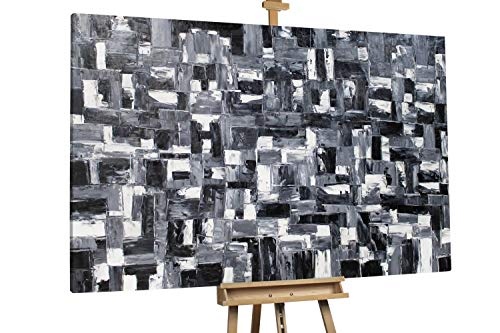 KunstLoft® XXL Gemälde Dark Fantasy 180x120cm | original handgemalte Bilder | Abstrakt Schwarz Weiß Elemente XXL | Leinwand-Bild Ölgemälde einteilig groß | Modernes Kunst Ölbild