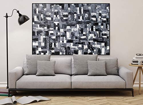 KunstLoft® XXL Gemälde Dark Fantasy 180x120cm | original handgemalte Bilder | Abstrakt Schwarz Weiß Elemente XXL | Leinwand-Bild Ölgemälde einteilig groß | Modernes Kunst Ölbild