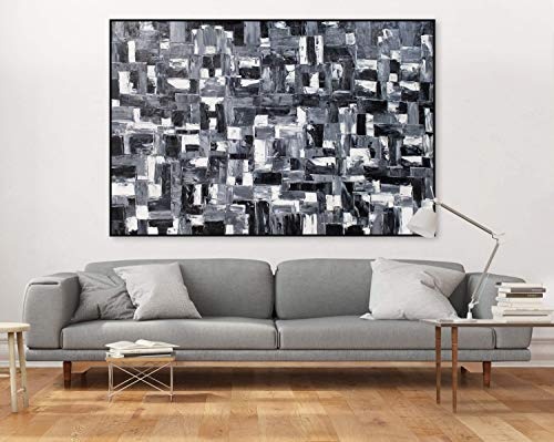 KunstLoft® XXL Gemälde Dark Fantasy 180x120cm | original handgemalte Bilder | Abstrakt Schwarz Weiß Elemente XXL | Leinwand-Bild Ölgemälde einteilig groß | Modernes Kunst Ölbild