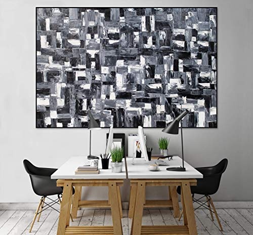 KunstLoft® XXL Gemälde Dark Fantasy 180x120cm | original handgemalte Bilder | Abstrakt Schwarz Weiß Elemente XXL | Leinwand-Bild Ölgemälde einteilig groß | Modernes Kunst Ölbild