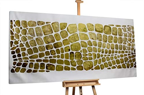KunstLoft® XXL Gemälde Goldhaut 200x100cm | original handgemalte Bilder | Abstrakt Gold Deko XXL | Leinwand-Bild Ölgemälde einteilig groß | Modernes Kunst Ölbild