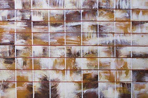 KunstLoft® XXL Gemälde Honigraster 200x100cm | original handgemalte Bilder | Abstrakt Kacheln Muster Weiß | Leinwand-Bild Ölgemälde einteilig groß | Modernes Kunst Ölbild