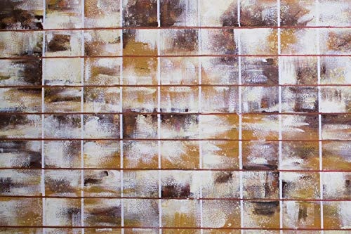 KunstLoft® XXL Gemälde Honigraster 200x100cm | original handgemalte Bilder | Abstrakt Kacheln Muster Weiß | Leinwand-Bild Ölgemälde einteilig groß | Modernes Kunst Ölbild