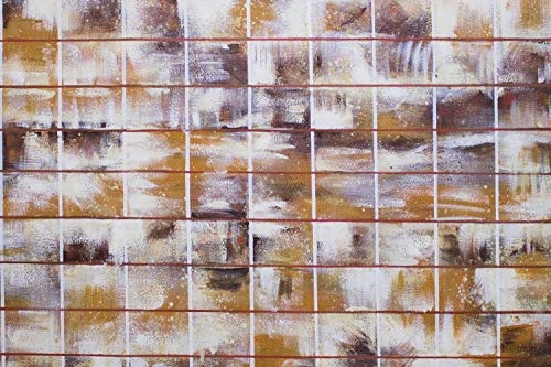 KunstLoft® XXL Gemälde Honigraster 200x100cm | original handgemalte Bilder | Abstrakt Kacheln Muster Weiß | Leinwand-Bild Ölgemälde einteilig groß | Modernes Kunst Ölbild