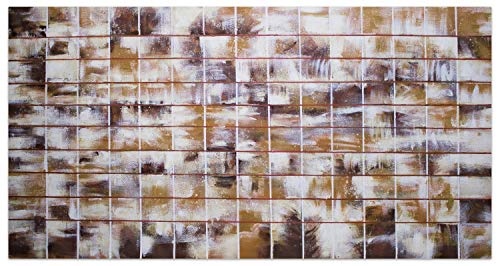 KunstLoft® XXL Gemälde Honigraster 200x100cm | original handgemalte Bilder | Abstrakt Kacheln Muster Weiß | Leinwand-Bild Ölgemälde einteilig groß | Modernes Kunst Ölbild