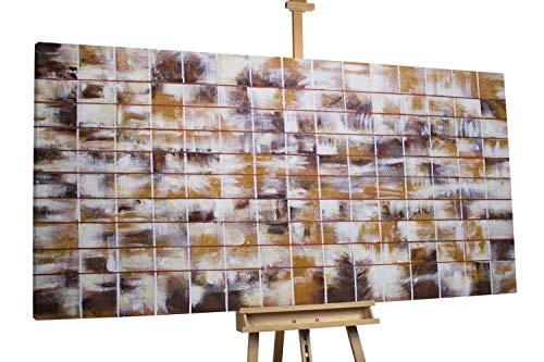 KunstLoft® XXL Gemälde Honigraster 200x100cm | original handgemalte Bilder | Abstrakt Kacheln Muster Weiß | Leinwand-Bild Ölgemälde einteilig groß | Modernes Kunst Ölbild