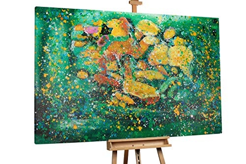 KunstLoft® XXL Gemälde Bad Karma 180x120cm | original handgemalte Bilder | Abstrakt Grün Orange | Leinwand-Bild Ölgemälde einteilig groß | Modernes Kunst Ölbild