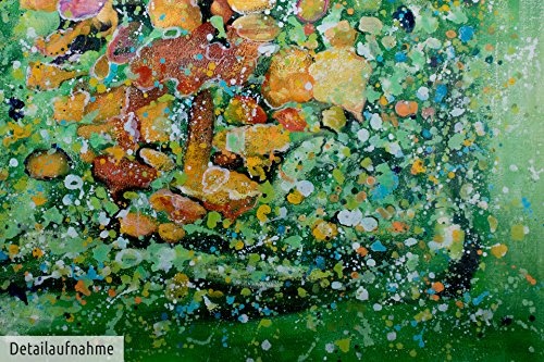 KunstLoft® XXL Gemälde Bad Karma 180x120cm | original handgemalte Bilder | Abstrakt Grün Orange | Leinwand-Bild Ölgemälde einteilig groß | Modernes Kunst Ölbild