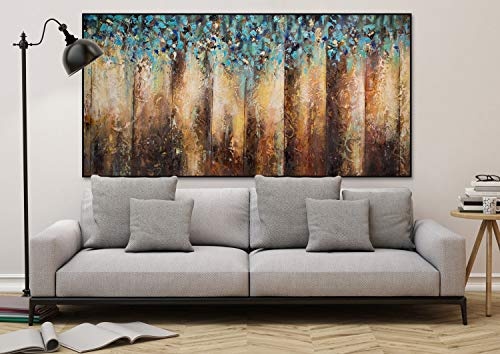 KunstLoft® XXL Gemälde Dubais Nightsky 200x100cm | original handgemalte Bilder | Abstrakt Blau Braun Muster Deko | Leinwand-Bild Ölgemälde einteilig groß | Modernes Kunst Ölbild