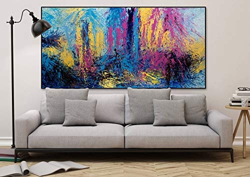 KunstLoft® XXL Gemälde Hingabe 200x100cm | original handgemalte Bilder | Abstrakt Bunt Türkis | Leinwand-Bild Ölgemälde einteilig groß | Modernes Kunst Ölbild