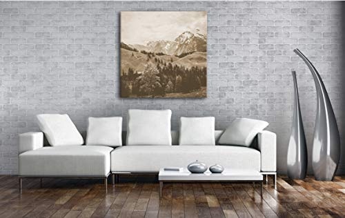 deyoli Bezaubernde Alpenlandschaft Format: 70x70 Effekt: Sepia als Leinwandbild, Motiv fertig gerahmt auf Echtholzrahmen, Hochwertiger Digitaldruck mit Rahmen, Kein Poster oder Plakat