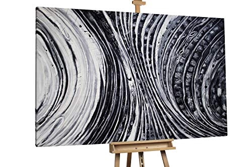 KunstLoft® XXL Gemälde Scheideweg 180x120cm | original handgemalte Bilder | Abstrakt Schwarz Weiß Linien XXL | Leinwand-Bild Ölgemälde einteilig groß | Modernes Kunst Ölbild