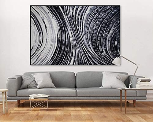 KunstLoft® XXL Gemälde Scheideweg 180x120cm | original handgemalte Bilder | Abstrakt Schwarz Weiß Linien XXL | Leinwand-Bild Ölgemälde einteilig groß | Modernes Kunst Ölbild