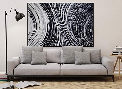 KunstLoft® XXL Gemälde Scheideweg 180x120cm | original handgemalte Bilder | Abstrakt Schwarz Weiß Linien XXL | Leinwand-Bild Ölgemälde einteilig groß | Modernes Kunst Ölbild