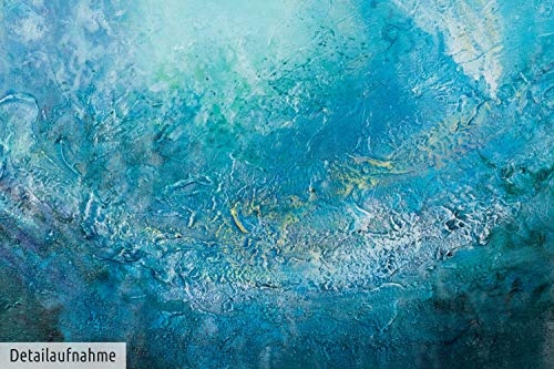 KunstLoft® XXL Gemälde Oeil turqouise 180x120cm | original handgemalte Bilder | Abstrakt Blau Petrol Weiß | Leinwand-Bild Ölgemälde einteilig groß | Modernes Kunst Ölbild