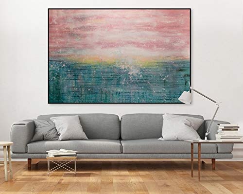 KunstLoft® XXL Gemälde Cotton Candy 180x120cm | original handgemalte Bilder | Abstrakt Rosa Blau | Leinwand-Bild Ölgemälde einteilig groß | Modernes Kunst Ölbild