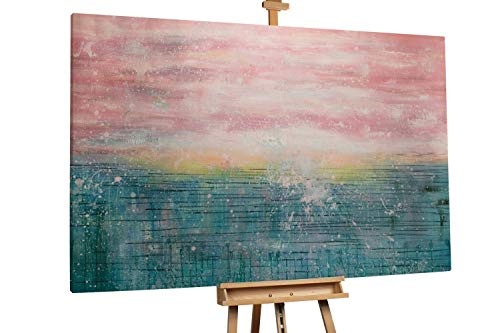 KunstLoft® XXL Gemälde Cotton Candy 180x120cm | original handgemalte Bilder | Abstrakt Rosa Blau | Leinwand-Bild Ölgemälde einteilig groß | Modernes Kunst Ölbild