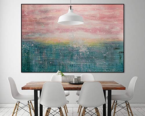 KunstLoft® XXL Gemälde Cotton Candy 180x120cm | original handgemalte Bilder | Abstrakt Rosa Blau | Leinwand-Bild Ölgemälde einteilig groß | Modernes Kunst Ölbild