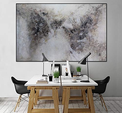 KunstLoft® XXL Gemälde Elves and Imps 180x120cm | original handgemalte Bilder | Abstrakt Grau Vogel | Leinwand-Bild Ölgemälde einteilig groß | Modernes Kunst Ölbild