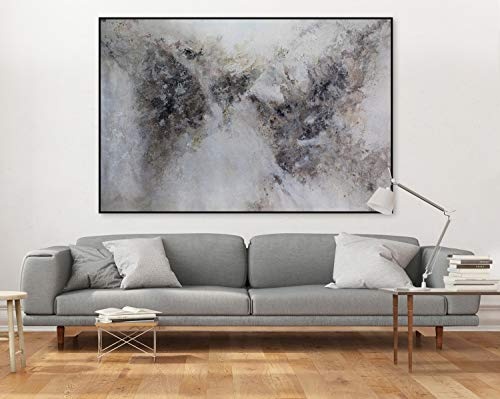 KunstLoft® XXL Gemälde Elves and Imps 180x120cm | original handgemalte Bilder | Abstrakt Grau Vogel | Leinwand-Bild Ölgemälde einteilig groß | Modernes Kunst Ölbild