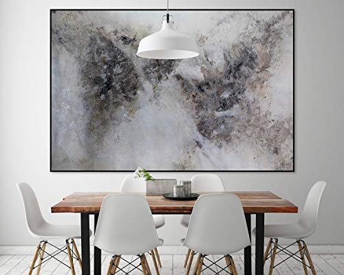 KunstLoft® XXL Gemälde Elves and Imps 180x120cm | original handgemalte Bilder | Abstrakt Grau Vogel | Leinwand-Bild Ölgemälde einteilig groß | Modernes Kunst Ölbild