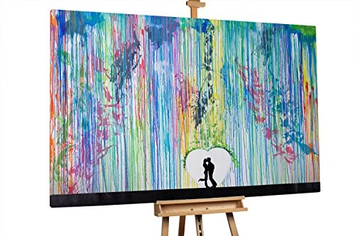 KunstLoft® XXL Gemälde Perpetuated 180x120cm | original handgemalte Bilder | Liebespaar Romantisch Kuss Bunt Weiß Modern | Leinwand-Bild Ölgemälde einteilig groß | Modernes Kunst Ölbild
