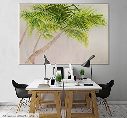 KunstLoft® XXL Gemälde Paraiso terrenal 180x120cm | original handgemalte Bilder | Palme Strand Grün Sommer | Leinwand-Bild Ölgemälde einteilig groß | Modernes Kunst Ölbild