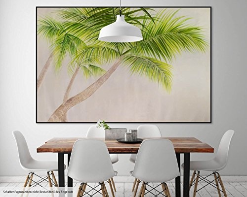 KunstLoft® XXL Gemälde Paraiso terrenal 180x120cm | original handgemalte Bilder | Palme Strand Grün Sommer | Leinwand-Bild Ölgemälde einteilig groß | Modernes Kunst Ölbild