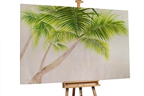 KunstLoft® XXL Gemälde Paraiso terrenal 180x120cm | original handgemalte Bilder | Palme Strand Grün Sommer | Leinwand-Bild Ölgemälde einteilig groß | Modernes Kunst Ölbild