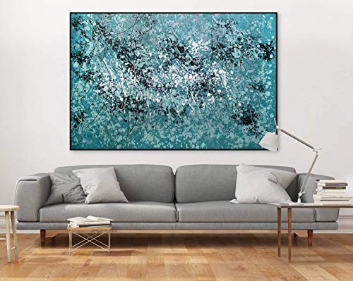 KunstLoft® XXL Gemälde Green Energy 180x120cm | original handgemalte Bilder | Abstrakte Kunst in Türkis Weiß Deko | Leinwand-Bild Ölgemälde einteilig groß | Modernes Kunst Ölbild