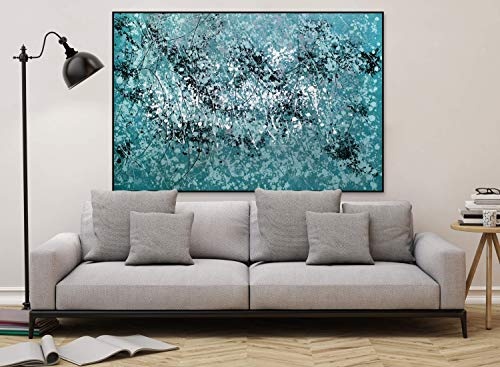 KunstLoft® XXL Gemälde Green Energy 180x120cm | original handgemalte Bilder | Abstrakte Kunst in Türkis Weiß Deko | Leinwand-Bild Ölgemälde einteilig groß | Modernes Kunst Ölbild