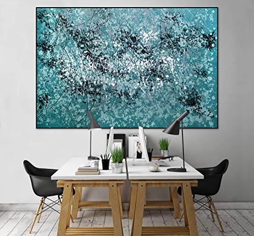 KunstLoft® XXL Gemälde Green Energy 180x120cm | original handgemalte Bilder | Abstrakte Kunst in Türkis Weiß Deko | Leinwand-Bild Ölgemälde einteilig groß | Modernes Kunst Ölbild