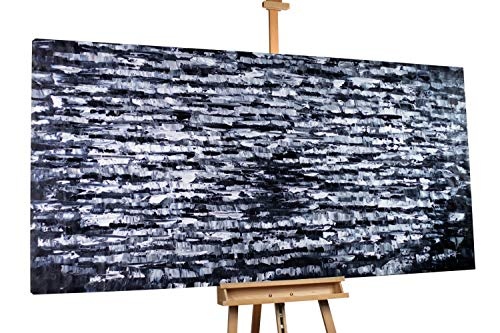 KunstLoft XXL Gemälde Sound of Silence 200x100cm | original handgemalte Bilder | Abstrakt Schwarz Weiße Farbverläufe | Leinwand-Bild Ölgemälde einteilig groß | Modernes Kunst Ölbild