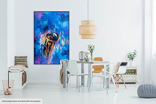 KunstLoft® XXL Gemälde Arcane sax 120x180cm | original handgemalte Bilder | Musik Saxophon Instrument Blau | Leinwand-Bild Ölgemälde einteilig groß | Modernes Kunst Ölbild