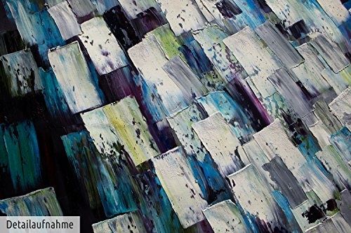 KunstLoft® XXL Gemälde Starke Verbindung 200x100cm | original handgemalte Bilder | Abstrakt Blau Türkis Weiß | Leinwand-Bild Ölgemälde einteilig groß | Modernes Kunst Ölbild