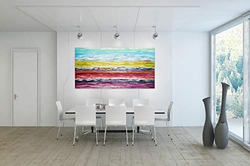 KunstLoft® XXL Gemälde Vis-à-vis 200x100cm | original handgemalte Bilder | Abstrakt Streifen Bunt | Leinwand-Bild Ölgemälde einteilig groß | Modernes Kunst Ölbild