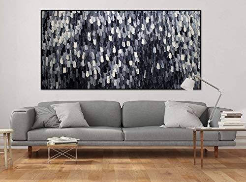 KunstLoft® XXL Gemälde Iconic Lights 200x100cm | original handgemalte Bilder | Abstrakt Schwarz Weiß | Leinwand-Bild Ölgemälde einteilig groß | Modernes Kunst Ölbild