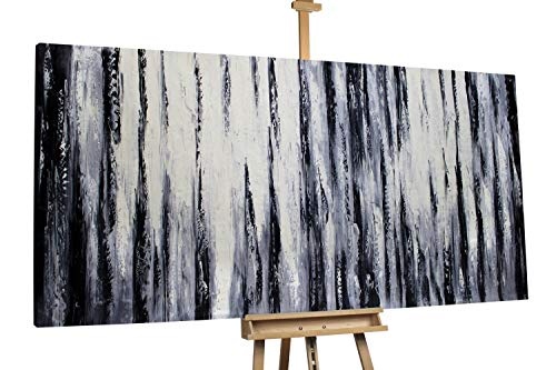 KunstLoft® XXL Gemälde Black and White 200x100cm | original handgemalte Bilder | Abstrakt Schwarz-Weiß | Leinwand-Bild Ölgemälde einteilig groß | Modernes Kunst Ölbild