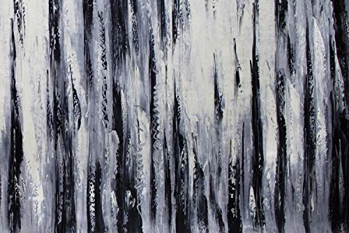 KunstLoft® XXL Gemälde Black and White 200x100cm | original handgemalte Bilder | Abstrakt Schwarz-Weiß | Leinwand-Bild Ölgemälde einteilig groß | Modernes Kunst Ölbild