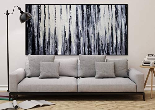 KunstLoft® XXL Gemälde Black and White 200x100cm | original handgemalte Bilder | Abstrakt Schwarz-Weiß | Leinwand-Bild Ölgemälde einteilig groß | Modernes Kunst Ölbild