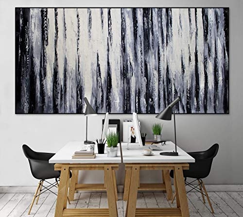 KunstLoft® XXL Gemälde Black and White 200x100cm | original handgemalte Bilder | Abstrakt Schwarz-Weiß | Leinwand-Bild Ölgemälde einteilig groß | Modernes Kunst Ölbild