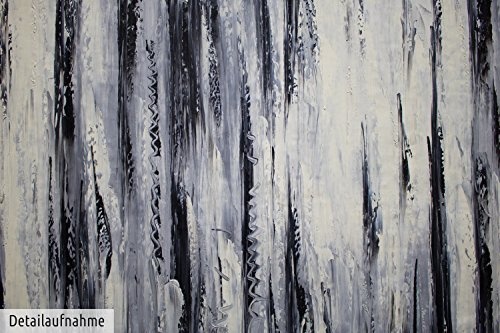 KunstLoft® XXL Gemälde Black and White 200x100cm | original handgemalte Bilder | Abstrakt Schwarz-Weiß | Leinwand-Bild Ölgemälde einteilig groß | Modernes Kunst Ölbild