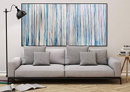 KunstLoft® XXL Gemälde Vertical Way 200x100cm | original handgemalte Bilder | Abstrakt Linien Blau | Leinwand-Bild Ölgemälde einteilig groß | Modernes Kunst Ölbild