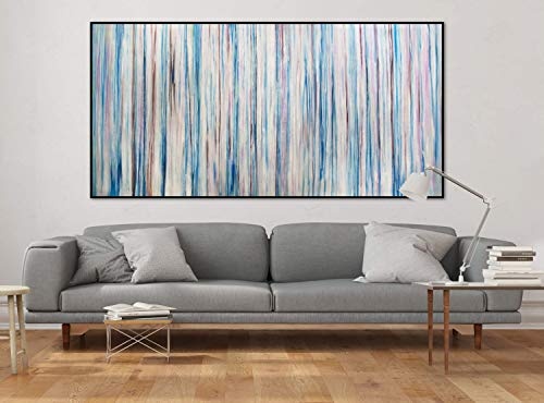 KunstLoft® XXL Gemälde Vertical Way 200x100cm | original handgemalte Bilder | Abstrakt Linien Blau | Leinwand-Bild Ölgemälde einteilig groß | Modernes Kunst Ölbild