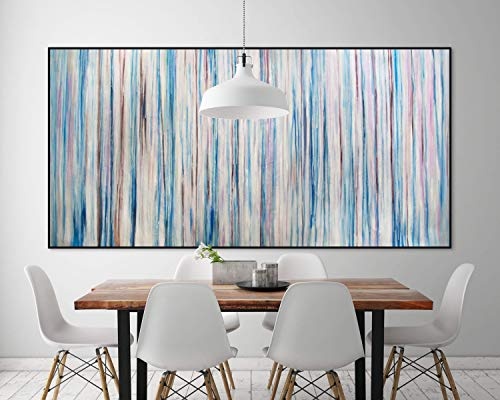 KunstLoft® XXL Gemälde Vertical Way 200x100cm | original handgemalte Bilder | Abstrakt Linien Blau | Leinwand-Bild Ölgemälde einteilig groß | Modernes Kunst Ölbild