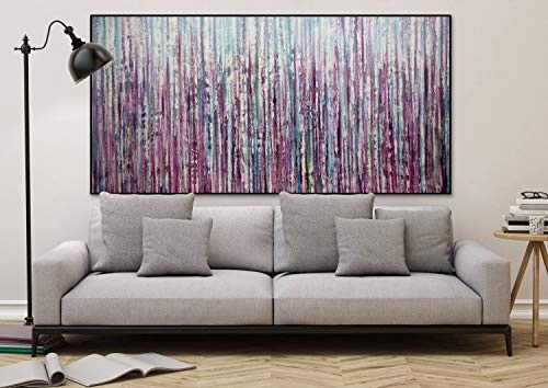 KunstLoft® XXL Gemälde Curtain Falls 200x100cm | original handgemalte Bilder | Abstrakt Lila Blau | Leinwand-Bild Ölgemälde einteilig groß | Modernes Kunst Ölbild