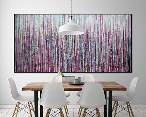 KunstLoft® XXL Gemälde Curtain Falls 200x100cm | original handgemalte Bilder | Abstrakt Lila Blau | Leinwand-Bild Ölgemälde einteilig groß | Modernes Kunst Ölbild