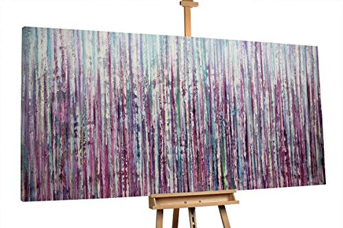 KunstLoft® XXL Gemälde Curtain Falls 200x100cm | original handgemalte Bilder | Abstrakt Lila Blau | Leinwand-Bild Ölgemälde einteilig groß | Modernes Kunst Ölbild