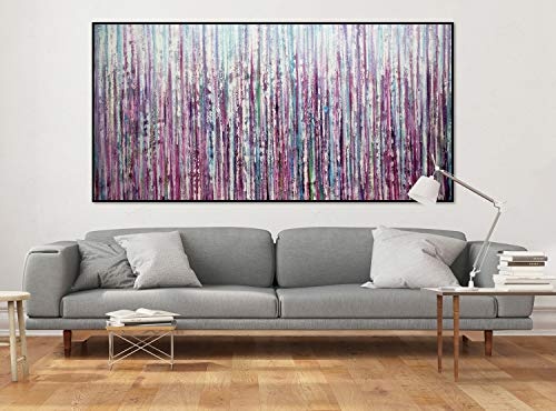 KunstLoft® XXL Gemälde Curtain Falls 200x100cm | original handgemalte Bilder | Abstrakt Lila Blau | Leinwand-Bild Ölgemälde einteilig groß | Modernes Kunst Ölbild