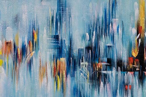 KunstLoft® XXL Gemälde Skyscraper 200x100cm | original handgemalte Bilder | Abstrakt Bunt Blau | Leinwand-Bild Ölgemälde einteilig groß | Modernes Kunst Ölbild